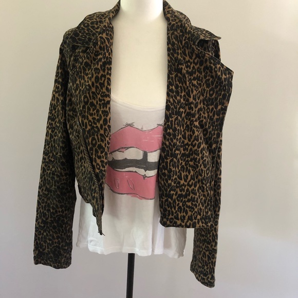 SILENCE + NOISE LEOPARD MOTO JACKET - Picture 3 of 8
